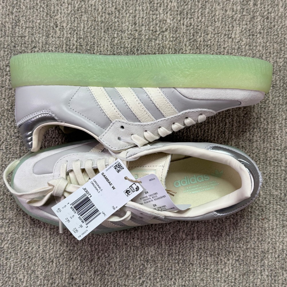 NWT Adidas Sambae W Platform Sneakers Women's 6.5 Grey Silver Mint Translucent - Picture 5 of 13